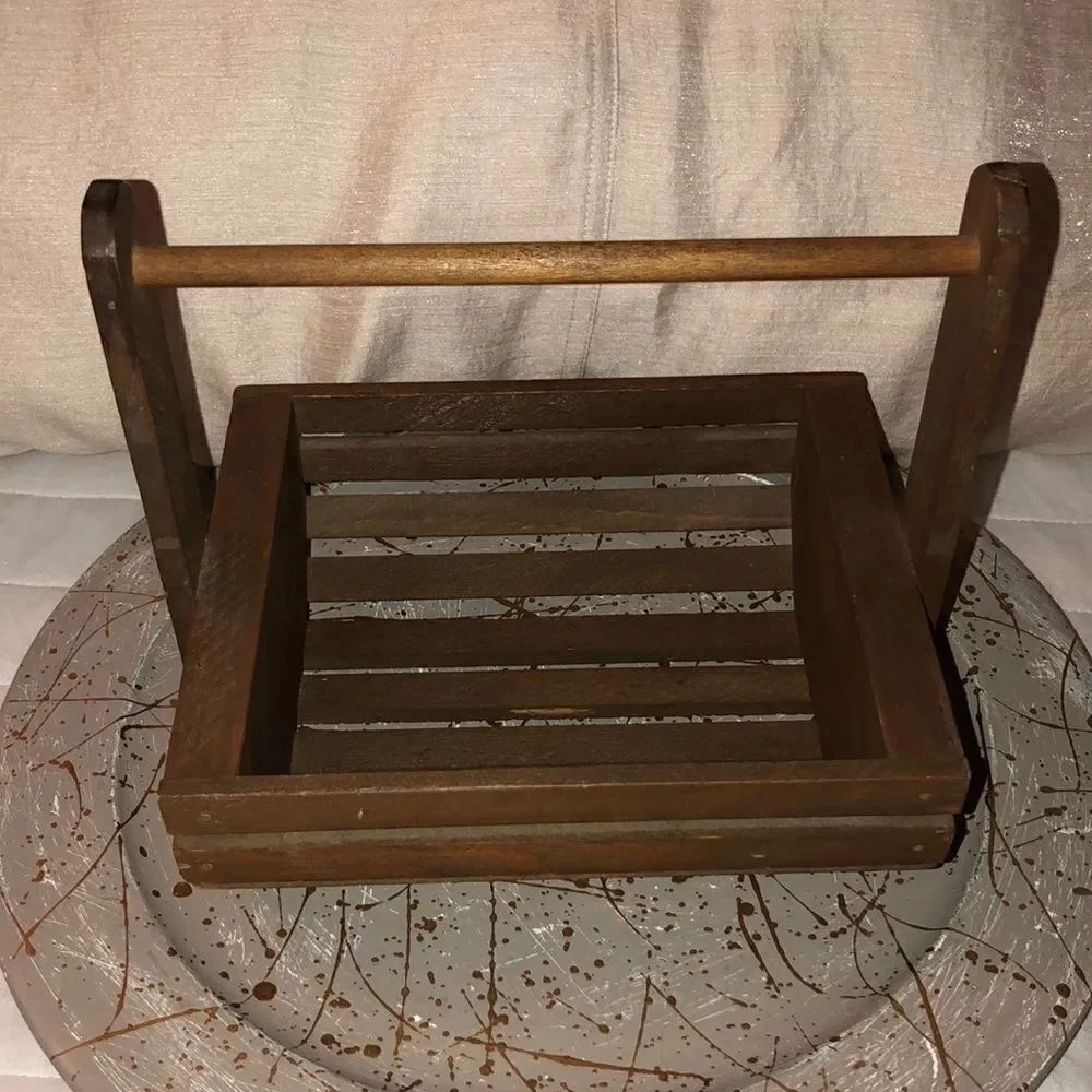 Vintage Brown Handmade Farmhouse Wooden Basket